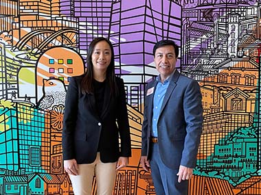 Director of the Hong Kong Economic and Trade Office, Ms Jacko Tsang (left) met with Senior Vice President (Global Technology and Innovation) of the Austin Chamber of Commerce, Mr Roland Peña (right) on Mar 15.