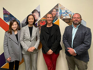 Ms Jacko Tsang, Director of Hong Kong Economic and Trade Office in San Francisco (second left); Mr Tim Martinez, Global Business Development Manager, DEDO (first right); Ms Vanessa Simsick, Global Business Development Specialist, DEDO (second right) and Ms Emily Ng, Deputy Director of the Hong Kong Economic and Trade Office in San Francisco (first left) poised for a picture at DEDO.