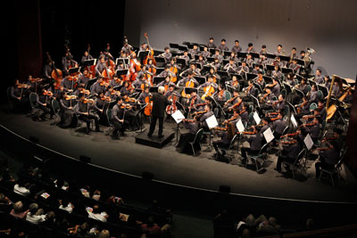 The Asian Youth Orchestra (AYO) performs at the Hammer Theatre Center in San Jose, California on August 4. The performance launched the AYO's 2017 North American and European Tour.