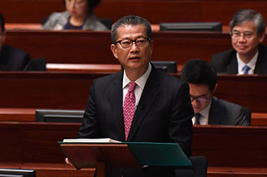 Hong Kong Financial Secretary Paul Chan delivers the 2018-19 Budget in the Legislative Council on February 28.