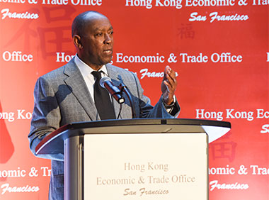 Houston Mayor, Mr Sylvester Turner speaks at the reception hosted by Hong Kong Economic and Trade Office, San Francisco on March 5.