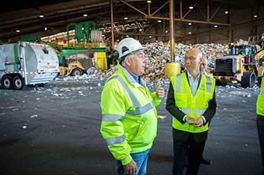 Hong Kong  Secretary for the Environment, Mr. Wong Kam-sing (right)  visited the John A Legnitto Environmental Learning Center in San Francisco to learn more about its waste reduction and clean recycling work.