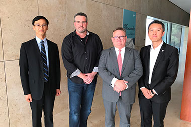 (From left) Mr Ivanhoe Chang, Director of the Hong Kong Economic and Trade Office, San Francisco; Dr Erik Halvorsen, Director of the Texas Medical Center Innovation Institute; Mr Stephen Phillips, Director-General of Investment Promotion at Invest Hong Kong, and Mr Simon Sze, Associate Director at Biomedical Technology Cluster of the Hong Kong Science and Technology Parks Corporation pose for a picture at the luncheon.