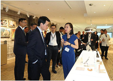 Hong Kong Secretary for Commerce and Economic Development, Mr Edward Yau tours the Co-Creating Hong Kong: a design+ exhibition in San Francisco.